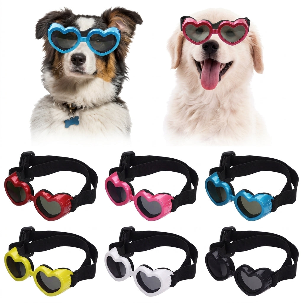 Pet Dog Sunglasses UV Protection Goggles, Windproof Sun Protection Glasses with Adjustable Strap, Small Dog Eye Wear Accessories