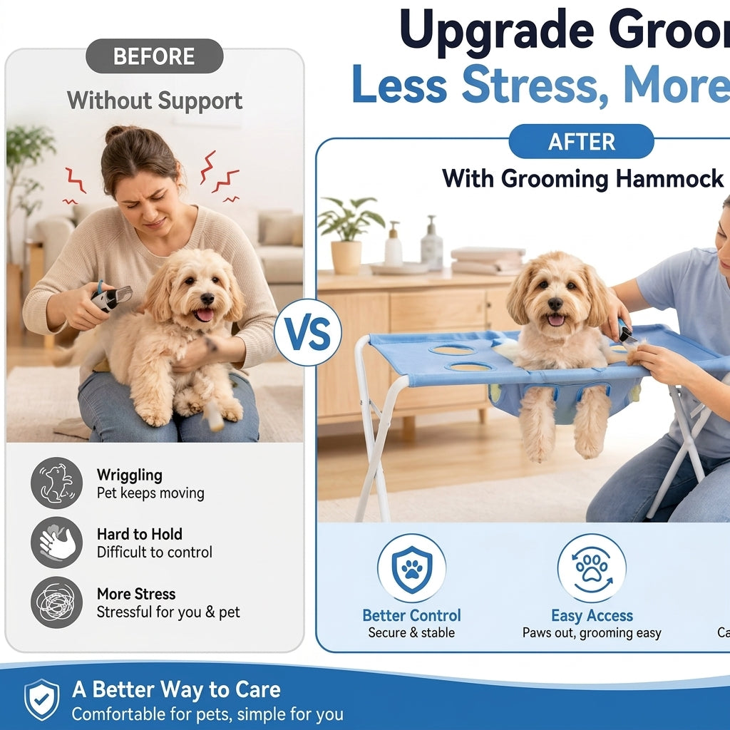 Foldable pet bathing stand, for nail trimming, anti-scratch and anti-bite grooming hammock, cat and dog bathing hammock
