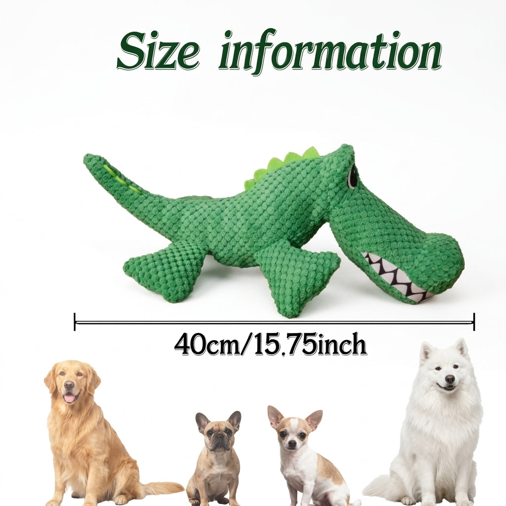 Pet Chew-Resistant Plush Interactive Toy with Sound, Dinosaur Shape, Crocodile, Suitable for Large, Medium, and Small Pets Like Cats and Dogs, Double-Layer Fabric, Built-In Airbag
