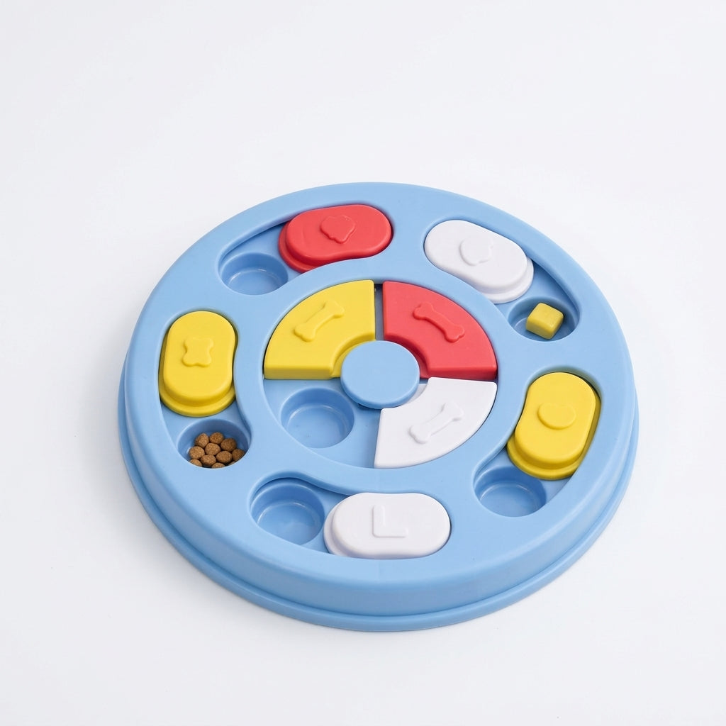 Dog Puzzle Toy Slow Feeder Bowl, Non Slip Treat Dispenser Food Safe Plastic, IQ Training Mental Stimulation Anti Choking Feeding Game For Small Medium Dogs Cats Boredom Relief