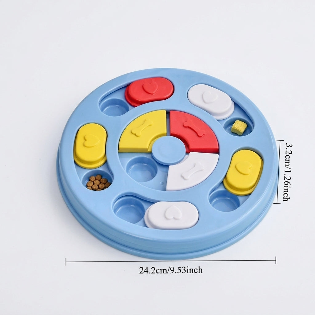 Dog Puzzle Toy Slow Feeder Bowl, Non Slip Treat Dispenser Food Safe Plastic, IQ Training Mental Stimulation Anti Choking Feeding Game For Small Medium Dogs Cats Boredom Relief