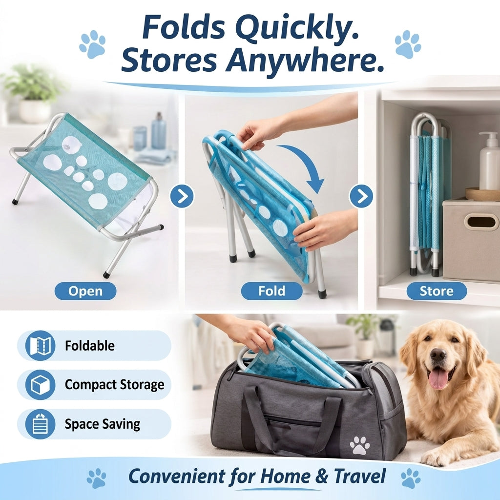 Foldable pet bathing stand, for nail trimming, anti-scratch and anti-bite grooming hammock, cat and dog bathing hammock