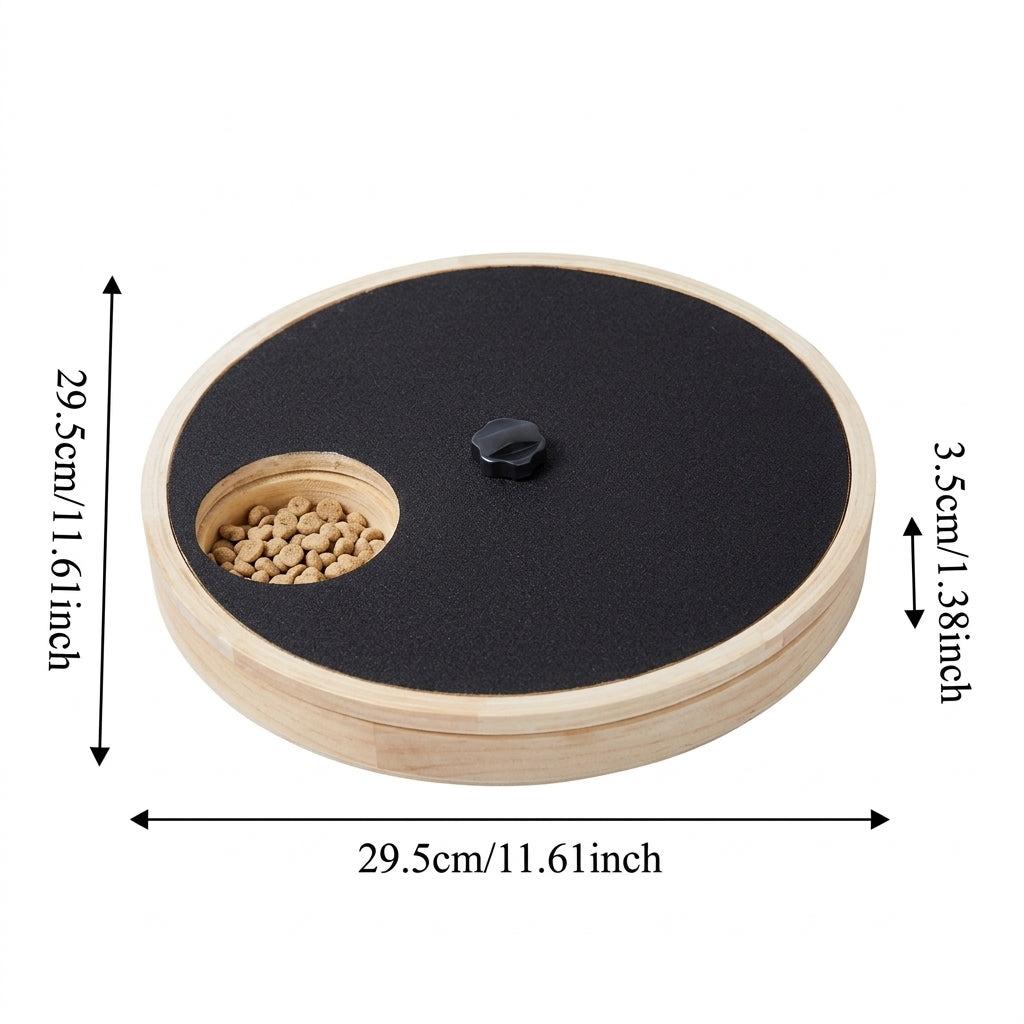 Rotating Dog Scratching Board Round Solid Wood Nail Scratch Pad Non-Slip with Treat Box Dog Nail File Toy Nail Trimming