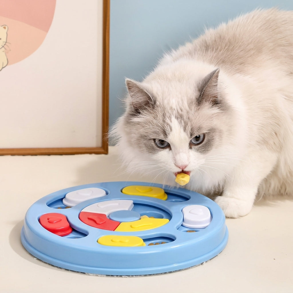 Dog Puzzle Toy Slow Feeder Bowl, Non Slip Treat Dispenser Food Safe Plastic, IQ Training Mental Stimulation Anti Choking Feeding Game For Small Medium Dogs Cats Boredom Relief