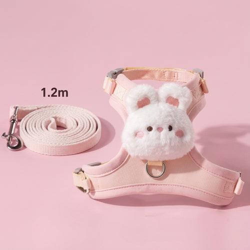 Cute Cartoon Chicken Cat Harness with Leash Set Pet Anti-Escaping Outdoor Special T-Type Vest Dog Cat Rope for Walking