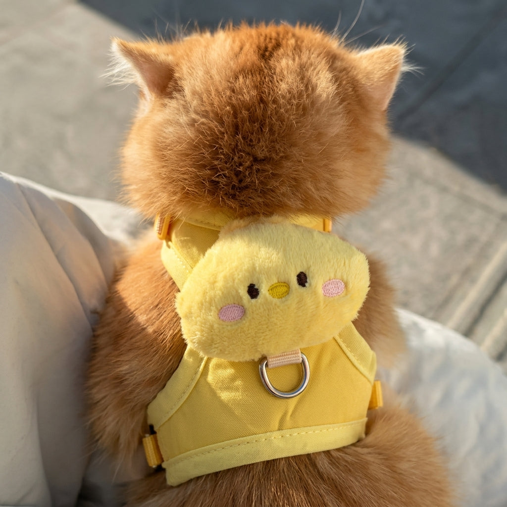 Cute Cartoon Chicken Cat Harness with Leash Set Pet Anti-Escaping Outdoor Special T-Type Vest Dog Cat Rope for Walking