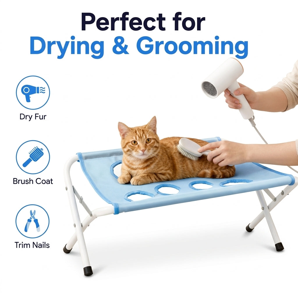 Foldable pet bathing stand, for nail trimming, anti-scratch and anti-bite grooming hammock, cat and dog bathing hammock